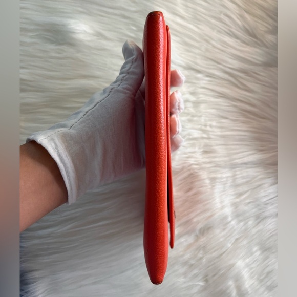 AUTHENTIC CHANEL ORANGE CC CAMELLIA LEATHER LONG WALLET - Picture 16 of 16